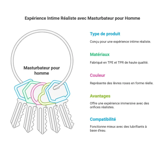 Masturbateur homme en TPE, forme réaliste, couleur chair, canaux texturés, plaisir ultime, qualité supérieure.