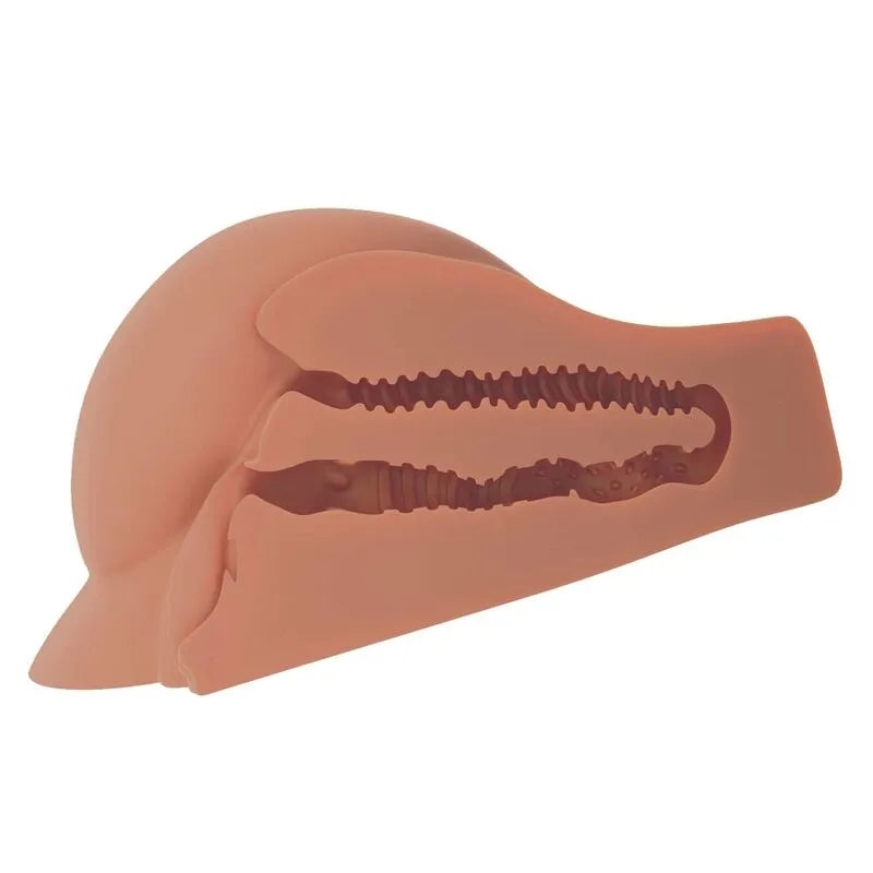 Masturbateur fessier en Fanta Flesh, couleur chair, avec deux orifices texturés pour stimulation intense.