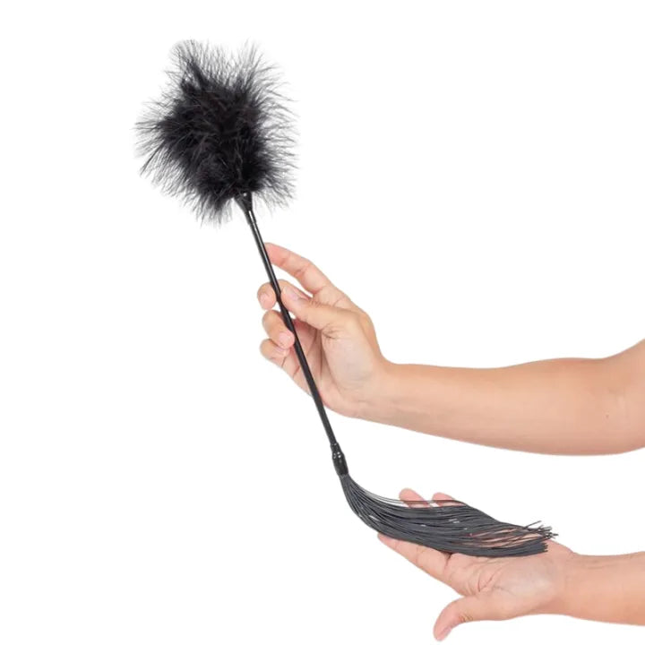 Fouet Plumeau Noir Accessoire Plaisir Adulte