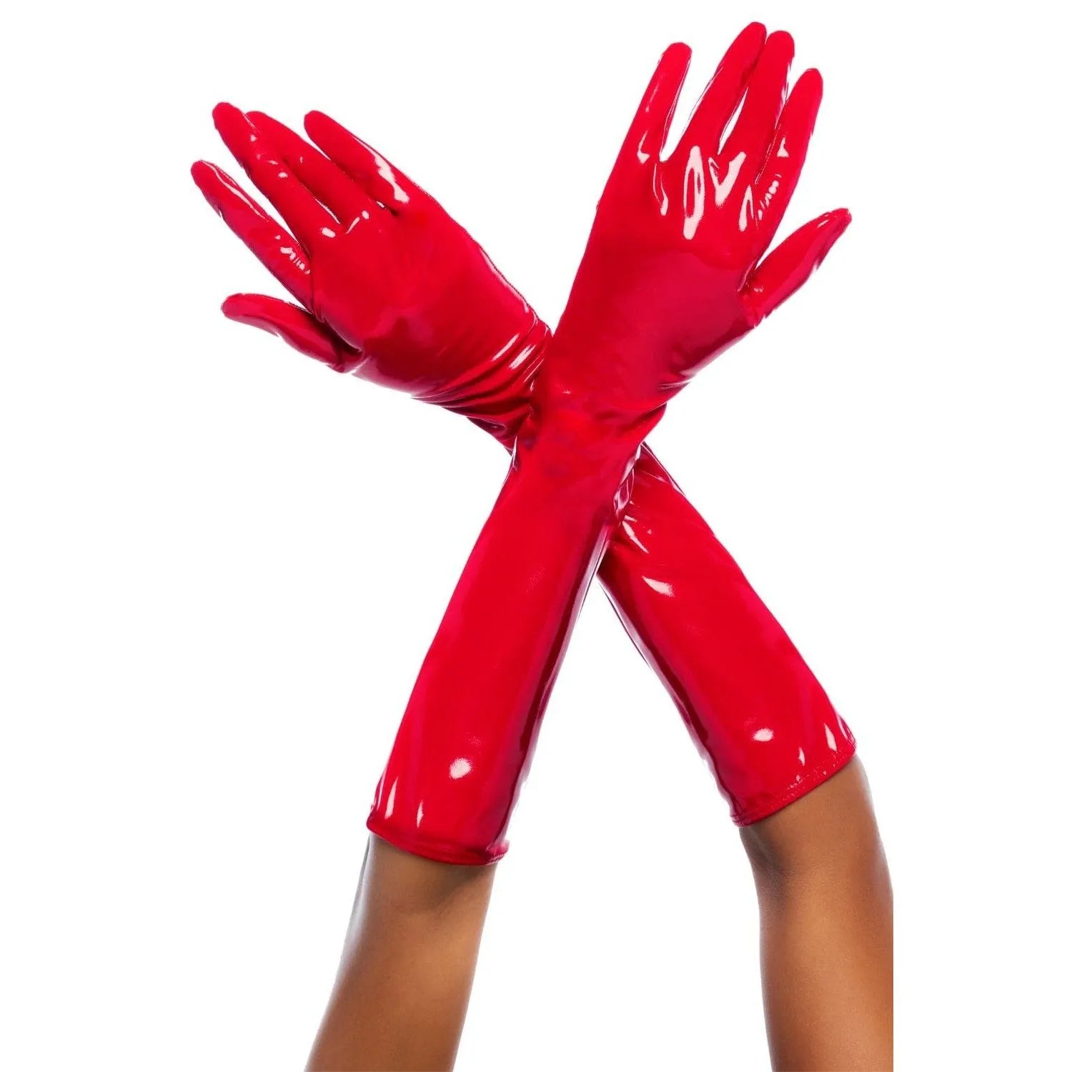 Gants En Vinyle Rouge Avec Cordon Ajustable