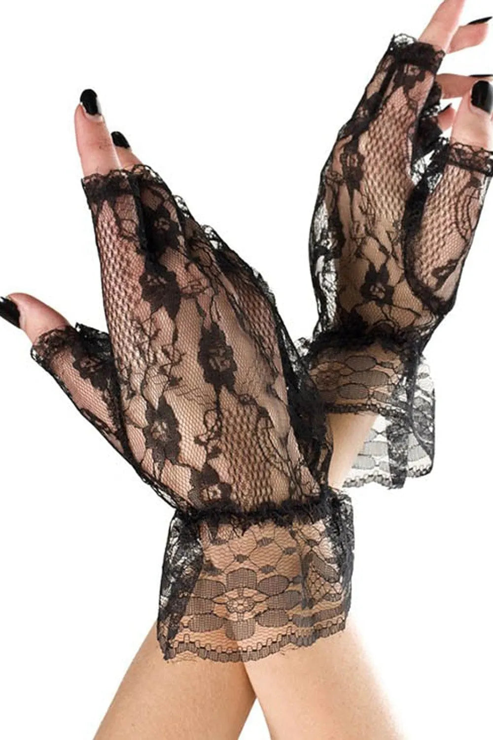 Gants Mitaines Dentelle Noire Sexy