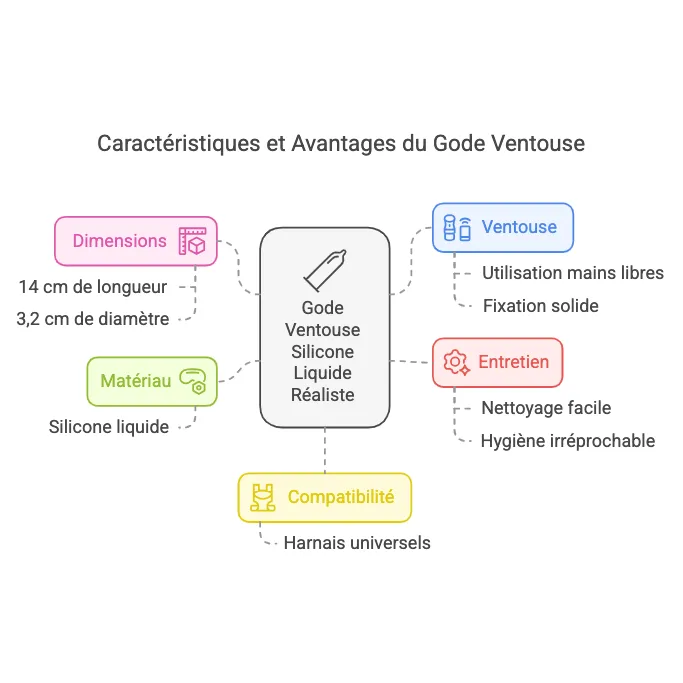 Gode Ventouse Silicone Liquide Réaliste 14 Cm