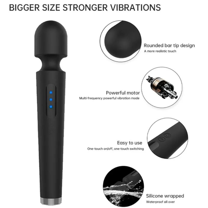 Grande Vibromasseur Violet Étanche Rechargeable
