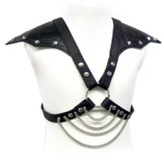 Harnais Cuir Avec Ailes Et Chaînes Métal
