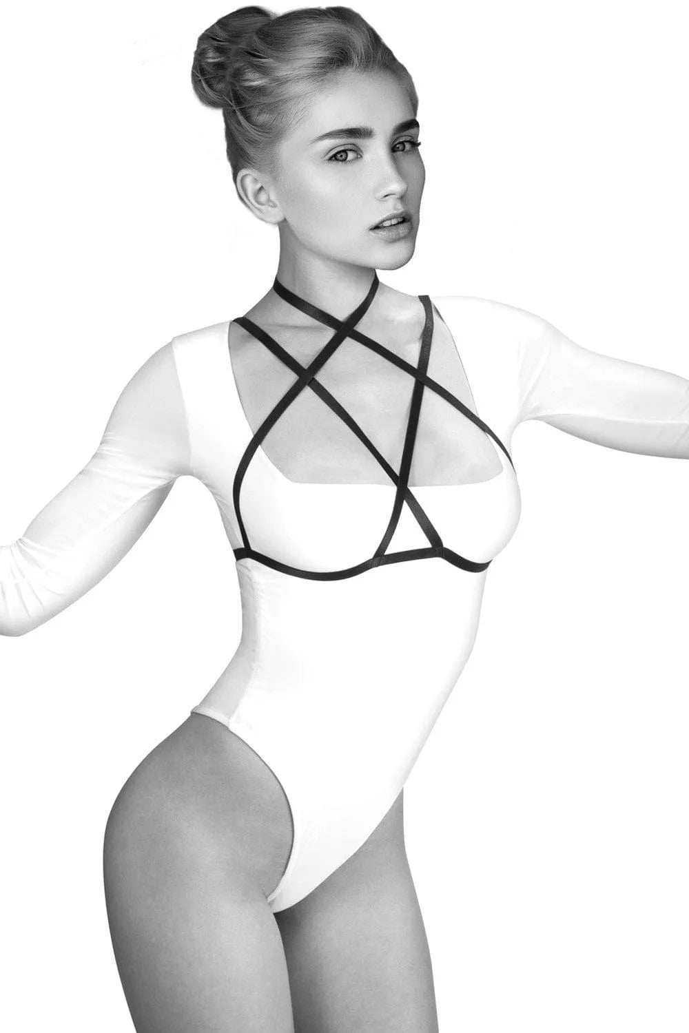 Harnais De Corps Extensible Noir Lola Avec Ornements