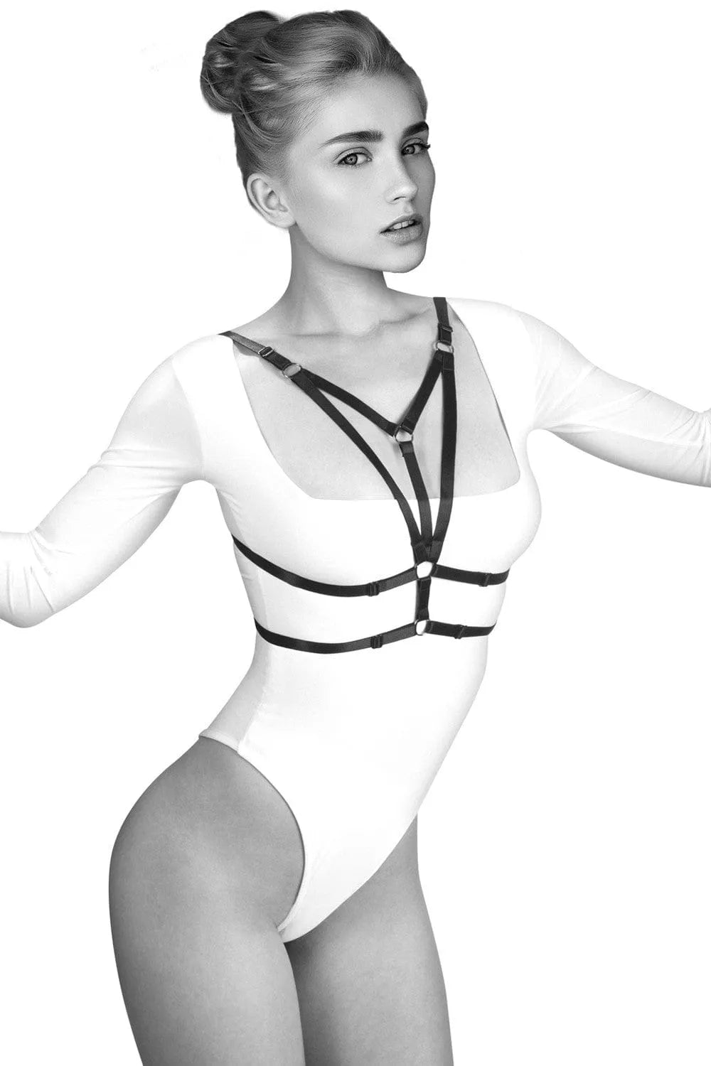 Harnais De Corps Noir Extensible Laura Pour Lingerie