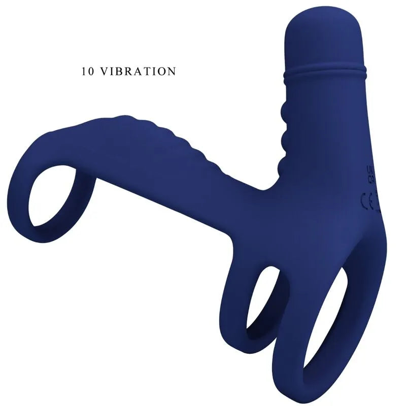 Harnais Pénien Vibrant En Silicone Bleu