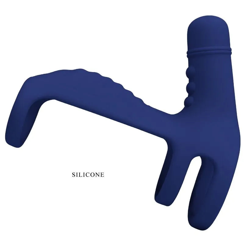 Harnais Pénien Vibrant En Silicone Bleu
