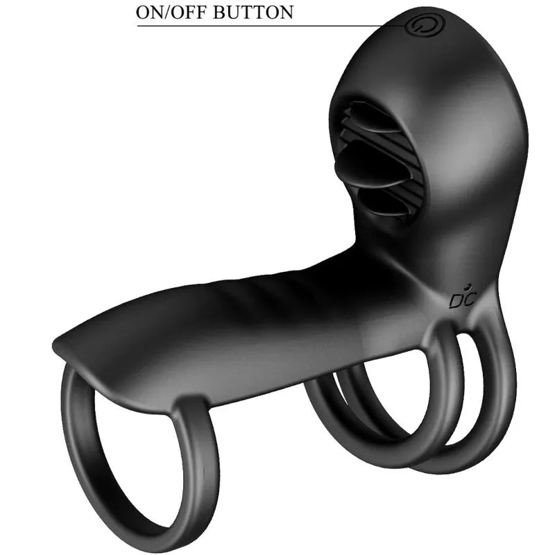 Harnais Pénien Vibrant Silicone Noir 12 Modes