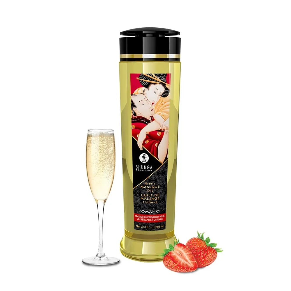 Huile De Massage Aphrodisiaque Fraise Vin Pétillant