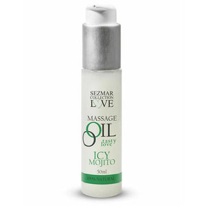 huile massage sensuelle naturelle bio rafraîchissante tonifiante hydratante glissante longue durée 50ml sésame beurre cacao menthe poivrée cire abeille