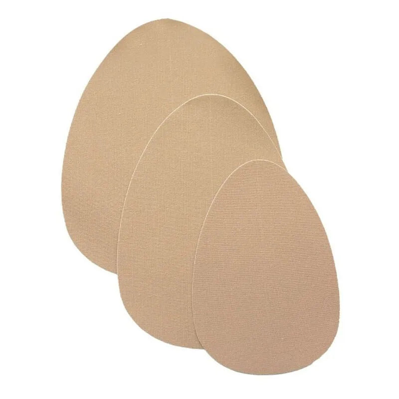 Coussinets de lifting seins Bye Bra beige, forme ovale, coton 93%, sans bretelles, imperméables, 3 paires satinées.