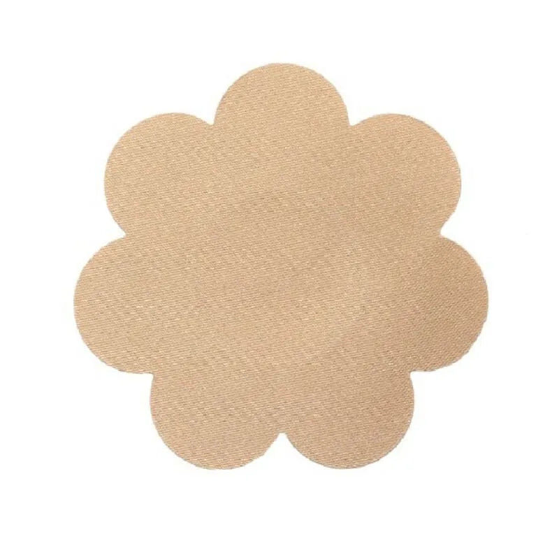 Coussinets de lifting seins Bye Bra beiges, forme florale, en coton, adhésifs, invisibles sous vêtements, confortables.