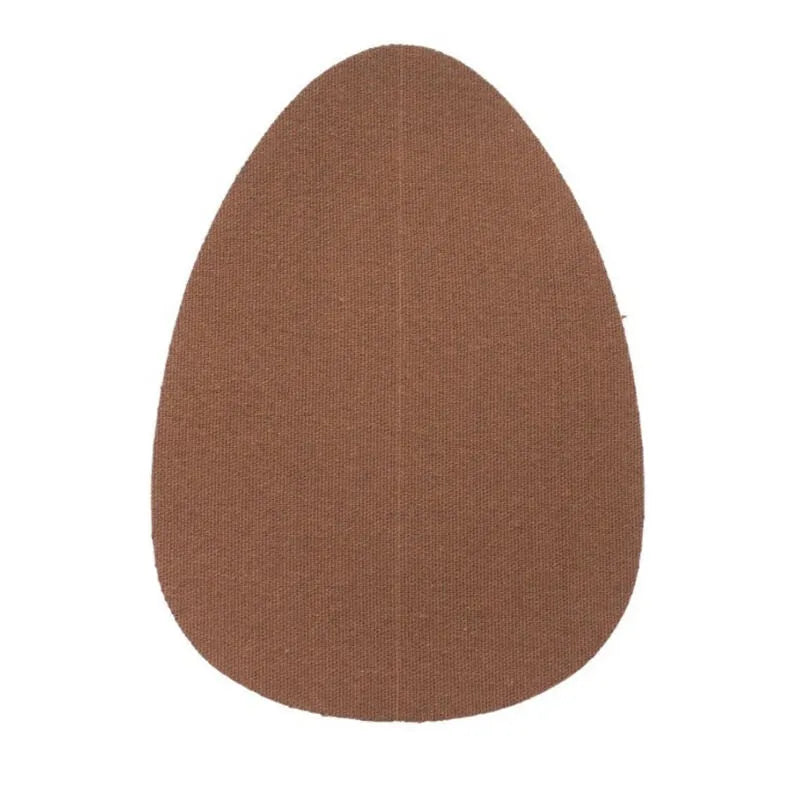 Coussinets de lifting seins Bye Bra brun, forme ovale, tissu satiné, adhésif durable, 93% coton, dos nu, sans bretelles.