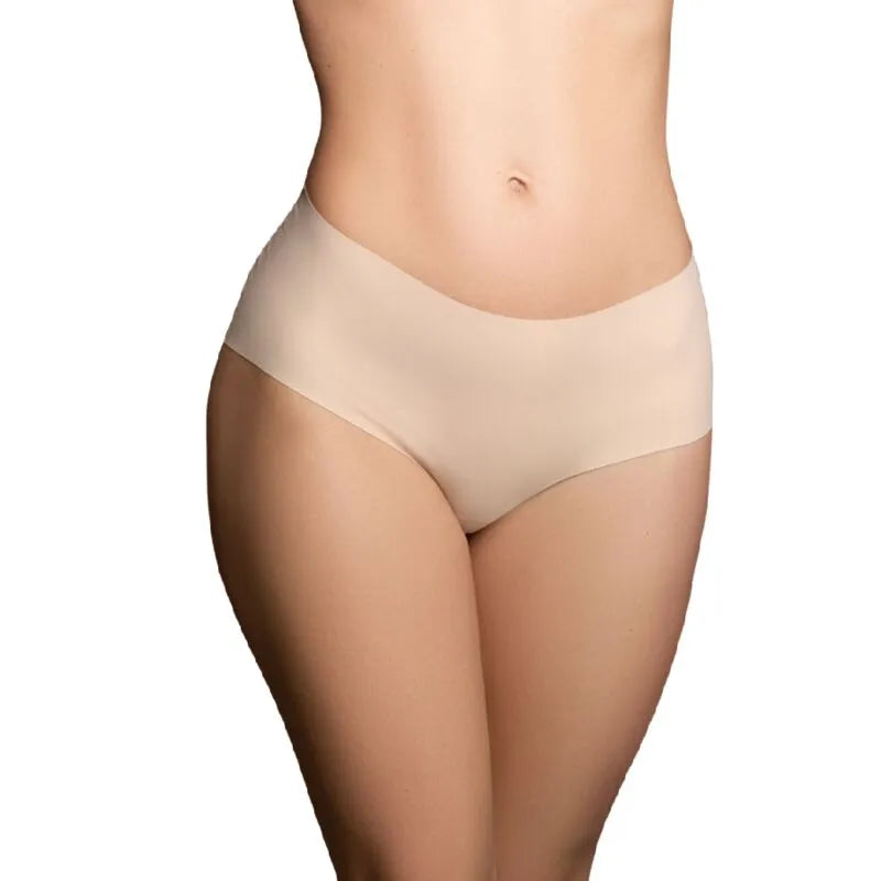 Culotte haute invisible beige sans couture Bye Bra, douce et légère, idéale sous vêtements moulants, lot de 2.