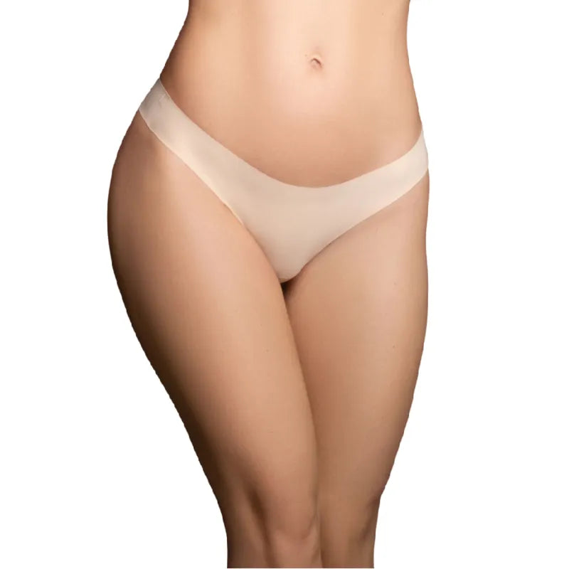 Culotte brésilienne invisible beige Bye Bra, sans couture, douce, idéale sous vêtements moulants, pack de 2.