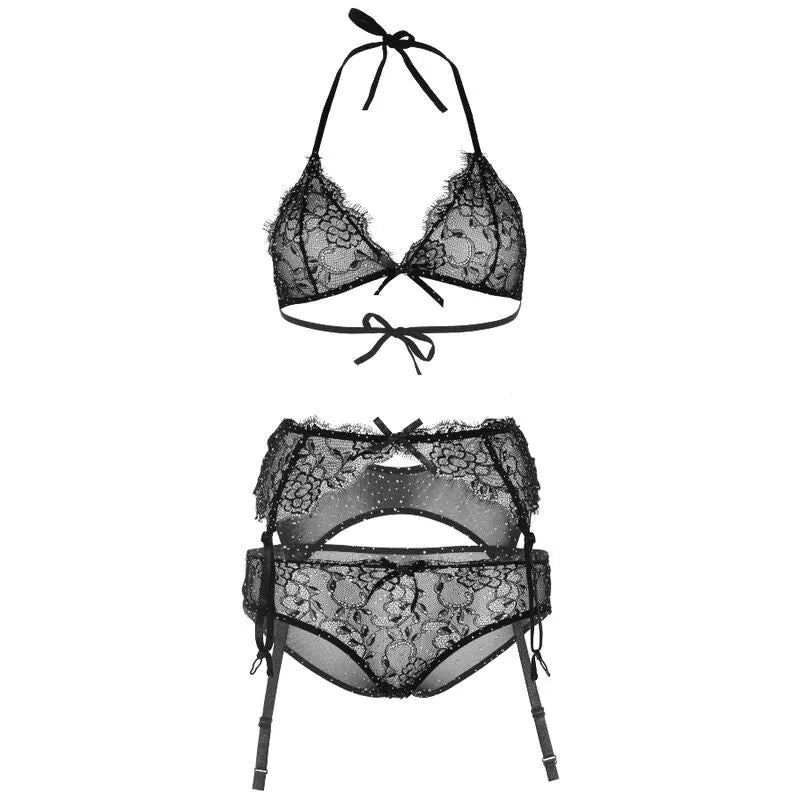 Ensemble lingerie dentelle strass noir sexy Leg Avenue taille M