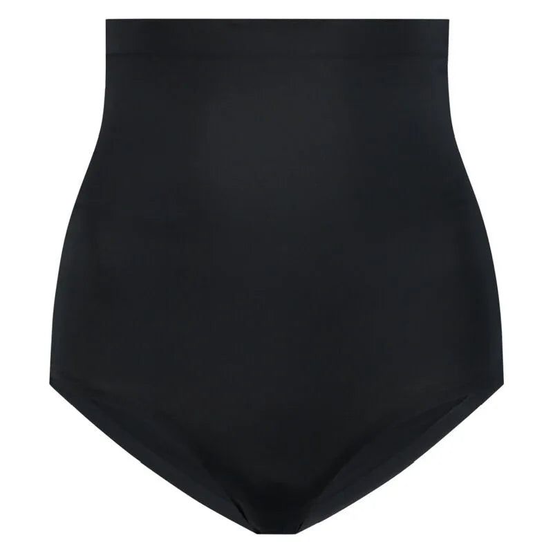 Culotte taille haute noire sans couture, invisible sous vêtements moulants, en polyamide et élasthanne, confort optimal.