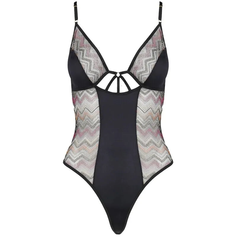 Teddy Lagerta noir, dentelle à motifs, bretelles réglables, design élégant, haute lingerie Casmir, ajustement parfait.