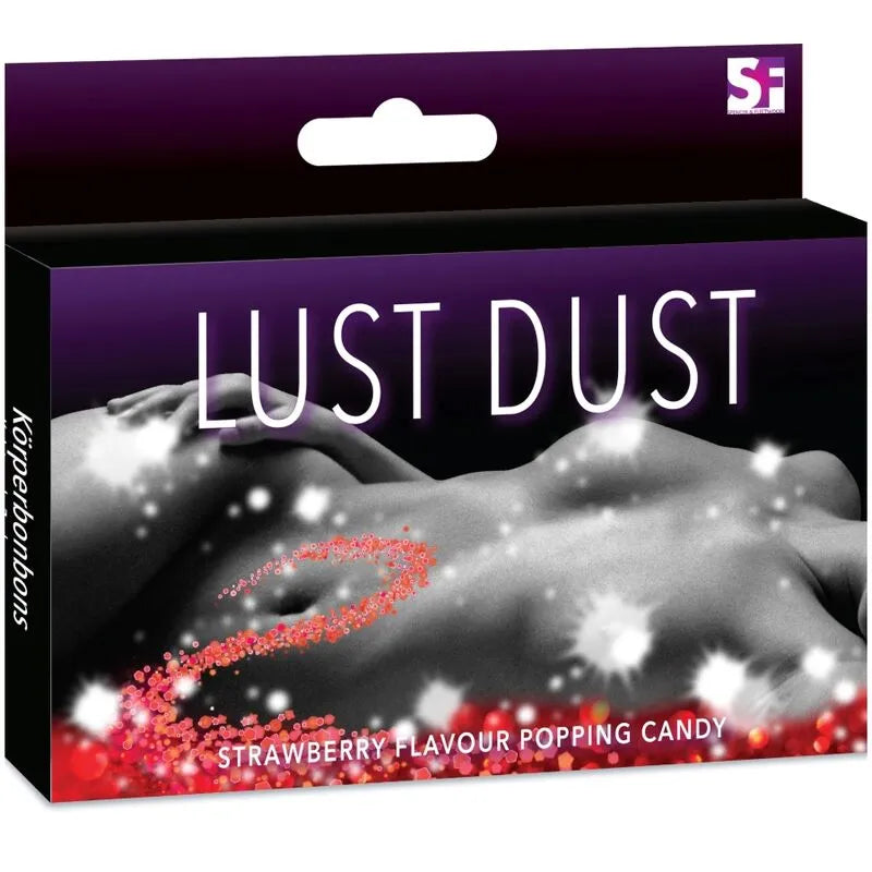 Poudre comestible Lust Dust saveur fraise boîte élégante poudre pétillante idée cadeau intime sensualité plaisir saveurs exquises