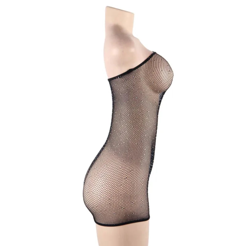 QUEEN LINGERIE - ROBE CORPS EN FILET AVEC DIAMANTS