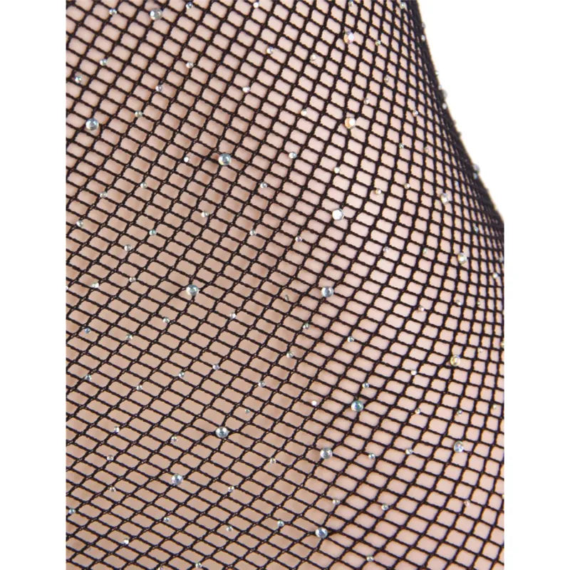 QUEEN LINGERIE - ROBE CORPS EN FILET AVEC DIAMANTS
