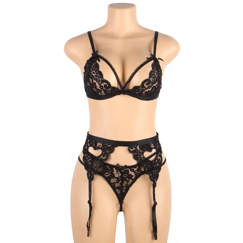 SUBBLIME - SET ENSEMBLE TROIS PIÈCES SOUTIEN-GORGE + PORTE-JARRETELLE + STRING