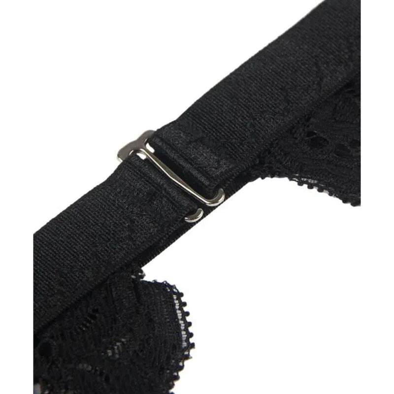 Ensemble lingerie trois pièces noir Subblime, dentelle élégante, détails raffinés, confort et sensualité pour femmes.