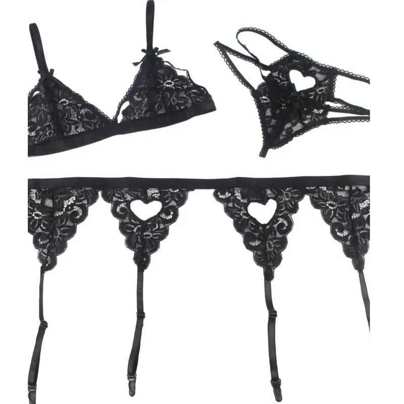 SUBBLIME - SET ENSEMBLE TROIS PIÈCES SOUTIEN-GORGE + PORTE-JARRETELLE + STRING