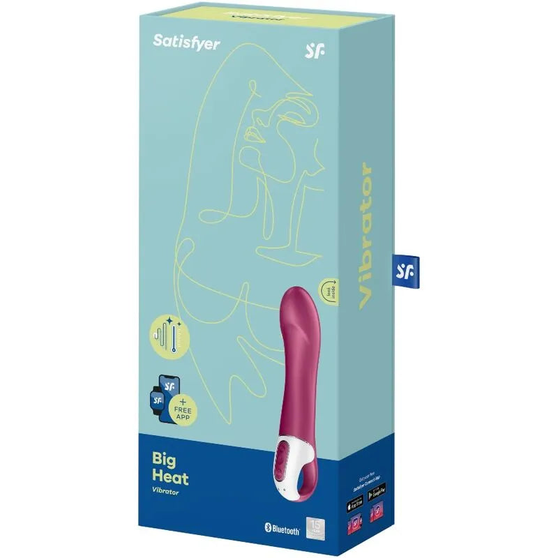 Vibromasseur chauffant Satisfyer Big Heat – Stimulation point G profonde, application contrôlée, silicone doux, garantie 15 ans