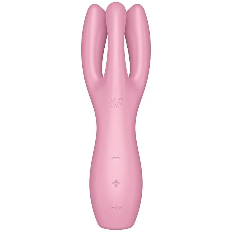 Satisfyer Threesome 3 Rose - Vibrateur innovant 3 bras stimulation clitoridienne labia silicone médical rechargeable 15 ans garantie