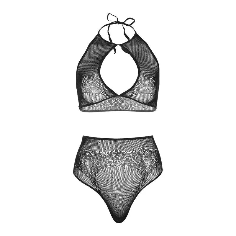 LEG AVENUE - ENSEMBLE DEUX PIÈCES HALTER CROP TOP & THONG CULOTTE