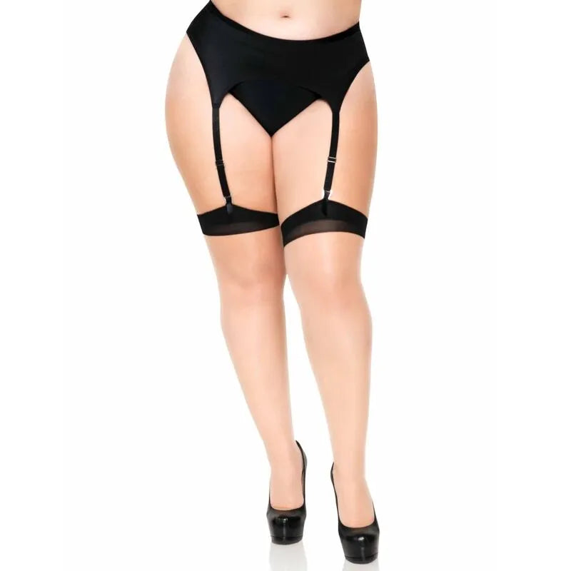 LEG AVENUE - PLUS LYCRA SHEER 2 TONS CUISSES HAUTES AVEC COUTURE ARRIÈRE ET TALON CUBAIN