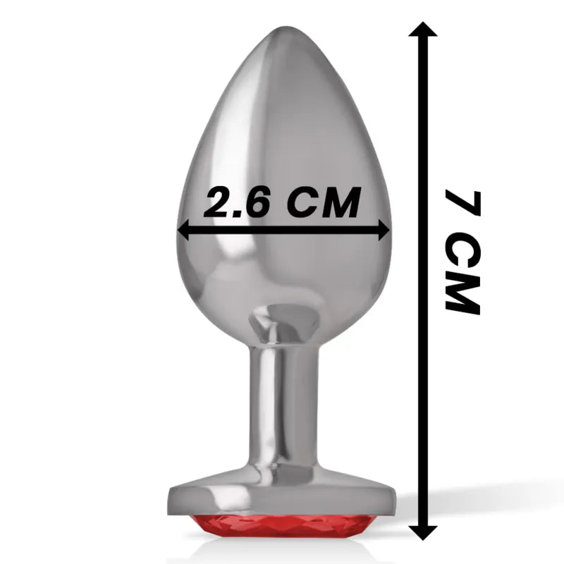 Plug anal métal aluminium cristal rouge taille S design glamour stimulation intense sextoy sécurité