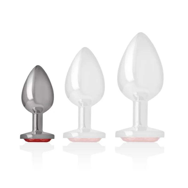 Plug anal métal aluminium cristal rouge taille S design glamour stimulation intense sextoy sécurité