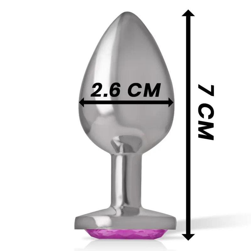 Plug anal métal aluminium cristal rose taille S design conique sécurité base évasée