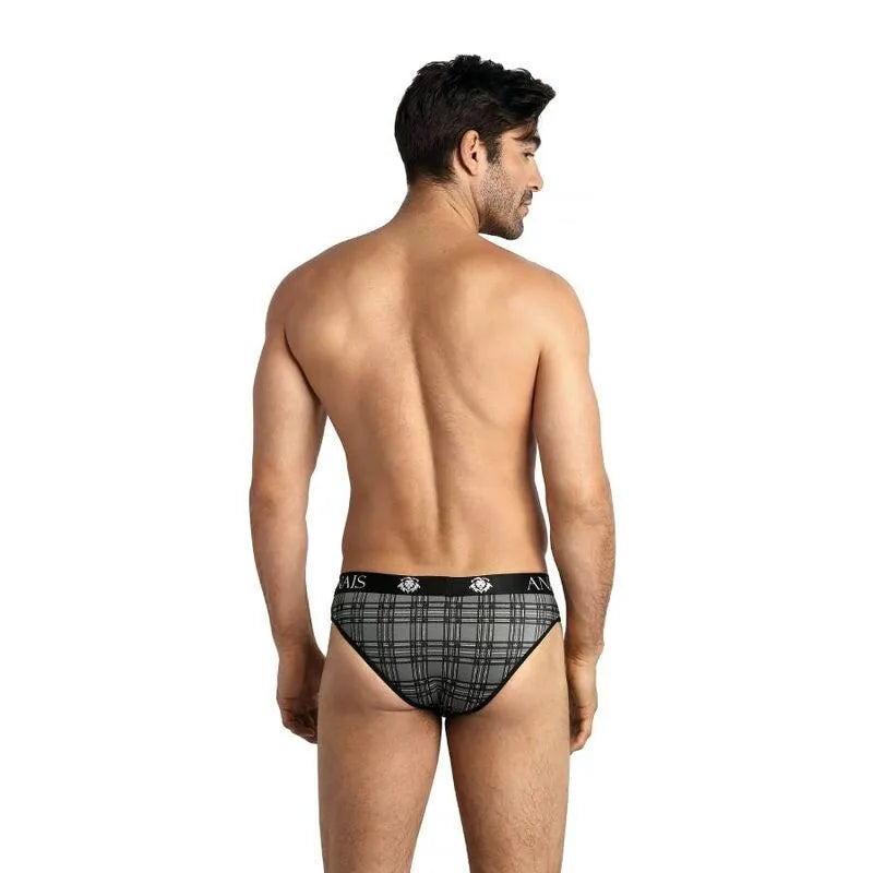 Slip homme Anais Men à carreaux noirs, gris, blancs, microfibre douce, bande élastique confortable, coupe sexy.
