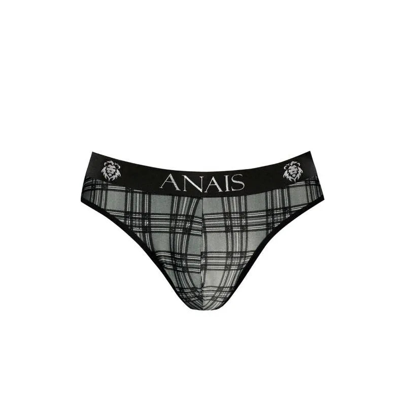 Slip homme Anais Men, imprimé carreaux noirs, gris, blancs, bande élastique noire, confort et style en microfibre.