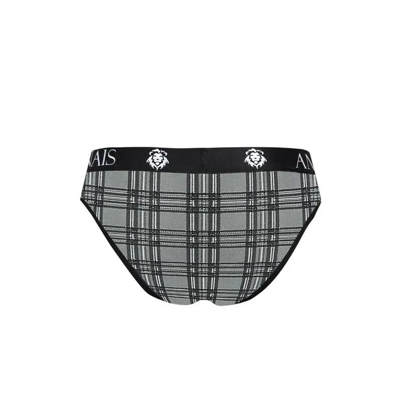 Slip homme Anais Men, imprimé carreaux noirs, gris, blancs, taille élastique, microfibre douce, confort optimal.