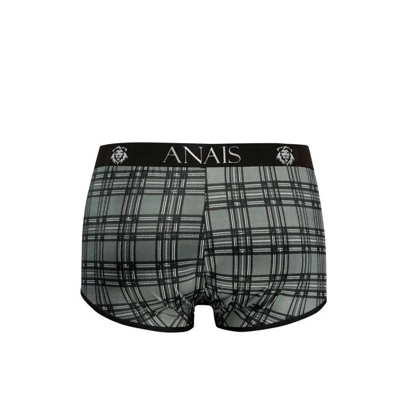 Boxer homme Anais Balance à carreaux noirs, gris et blancs, coupe sportive, microfibre douce, taille élastique.