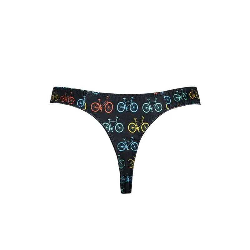 String homme noir avec motifs vélos colorés, élastique délicat, confort optimal, Anais Men, séduction élégante.