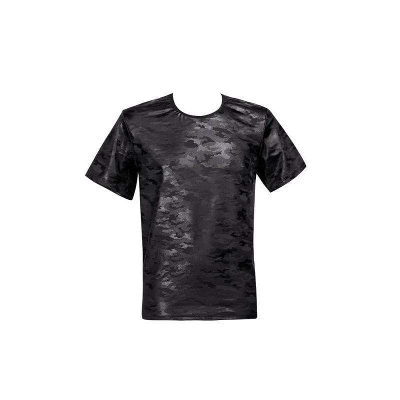 T-shirt homme électro noir, imprimé militaire, ajusté, microfibre douce, Anais Apparel.