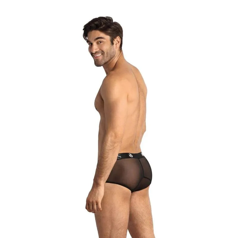 Culotte Éros pour homme en tulle noir, coupe sportive, ajustement parfait, finitions élégantes, Anais Apparel.
