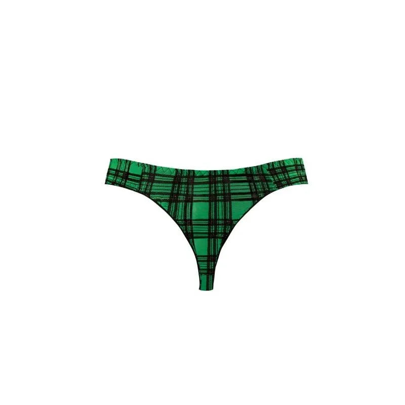 String homme en lycra à carreaux verts et noirs, bande élastique large, confort optimal, Anais Apparel.