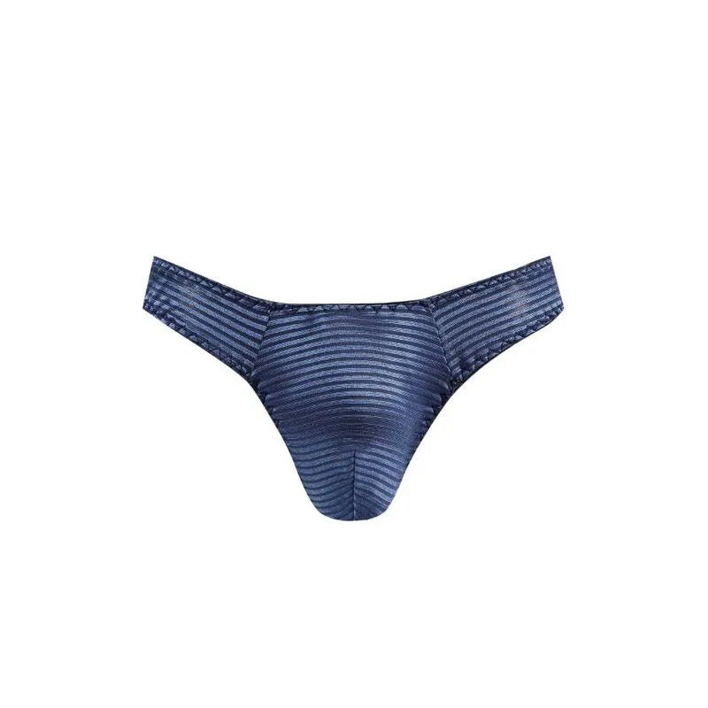 String homme noir à rayures satinées bleu marine, élastique délicat, confort optimal, Anais Apparel.