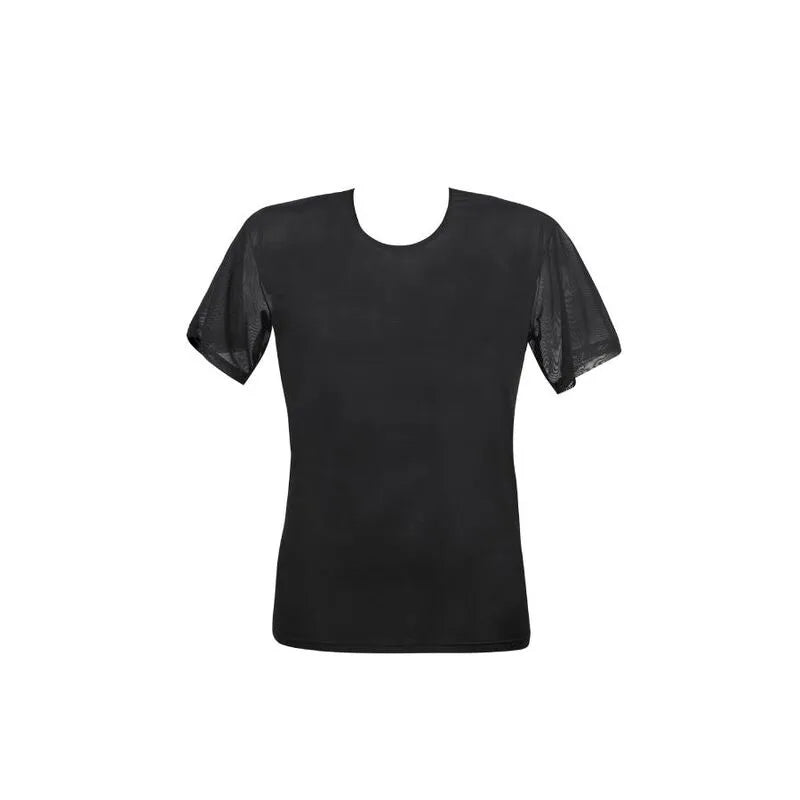 T-shirt homme ANAIS MEN noir en microfibre, ajustement parfait, élégant et confortable, idéal pour un style moderne.