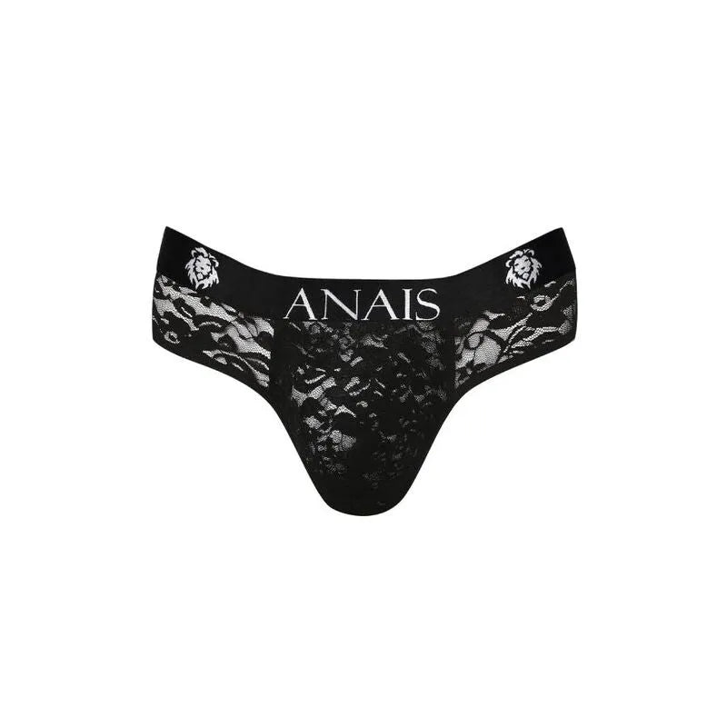 String homme noir en dentelle florale, élastique délicat, confort optimal, marque Anais visible, séduction élégante.