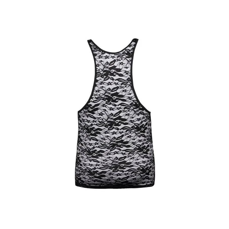 Débardeur homme en dentelle noire à imprimé fleuri, sans manches, ajustement parfait, style classique, Anais Apparel.