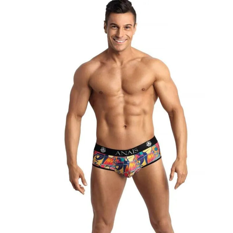 Bikini homme comics, couleur claire, modal doux, coupe audacieuse, fesses ouvertes, Anais Apparel, haute qualité.