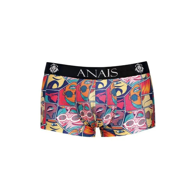 Boxer homme bandes dessinées colorées, coupe sportive, modal doux, taille élastique noire avec logo Anais.